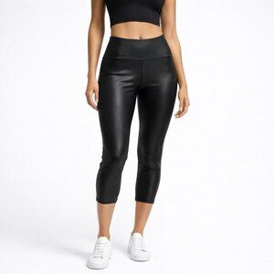 Spanx Faux Leather Crop Leggings Pants Black Size Small Shapewear